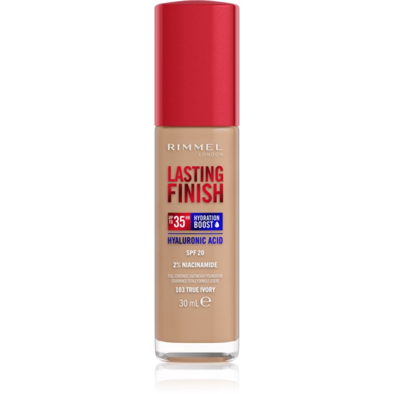 Rimmel Lasting Finish 35H Hydration Boost хидратиращ фон дьо тен SPF 20 цвят 103 True Ivory 30 мл. на ниска цена
