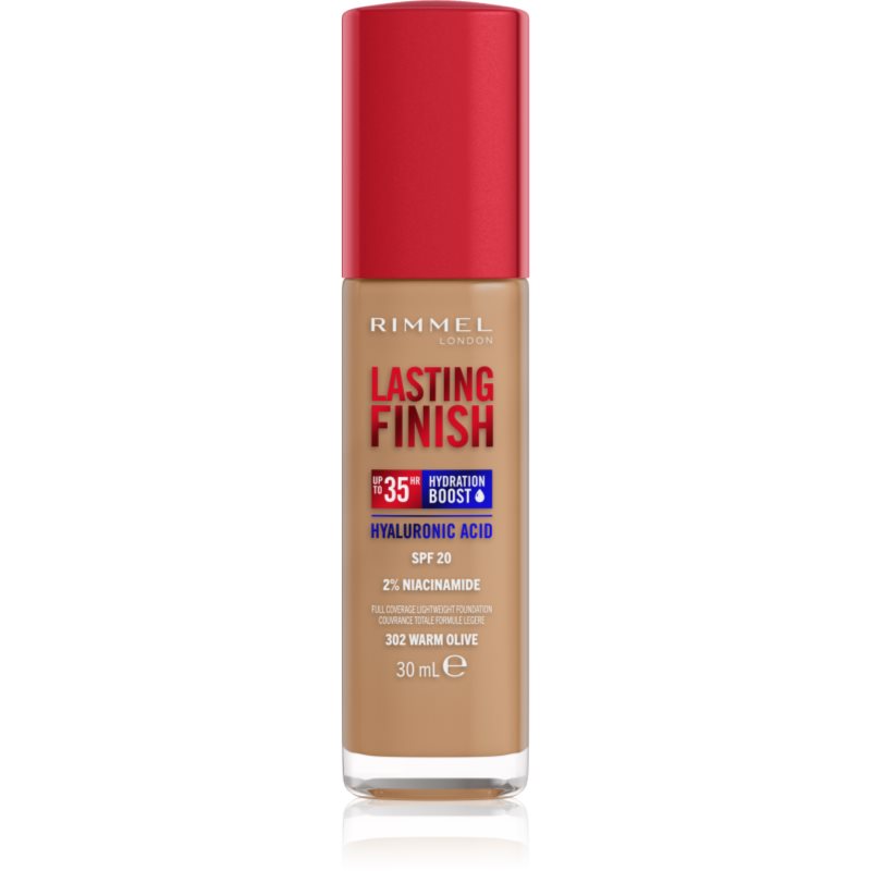 Rimmel Lasting Finish 35H Hydration Boost хидратиращ фон дьо тен SPF 20 цвят 302 Warm Olive 30 мл.