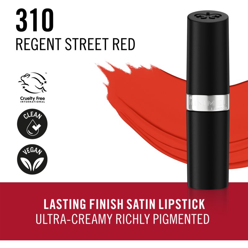 Rimmel Lasting Finish дълготрайно червило цвят 310 Regent Street Red 4 гр. на ниска цена