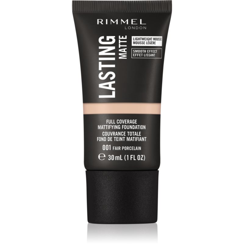 Rimmel Lasting Matte матиращ фон дьо тен цвят 001 Fair Porcelain 30 мл.