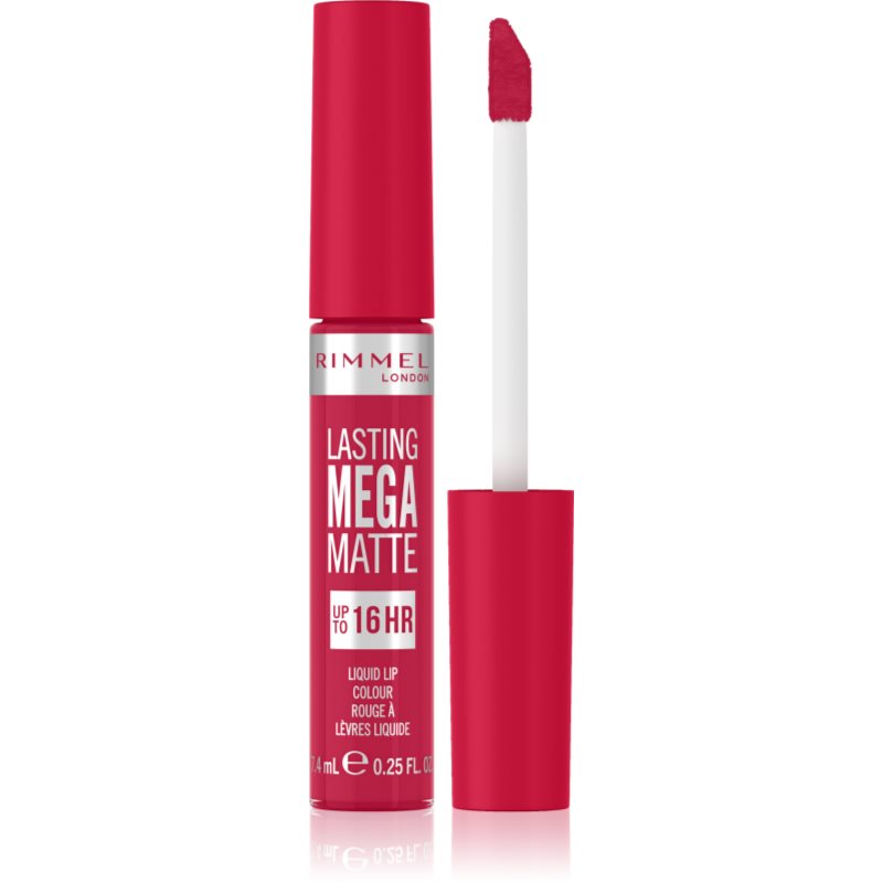 Rimmel Lasting Mega Matte леко течно матиращо червило 16 часа цвят Fuchsia Flush 7
