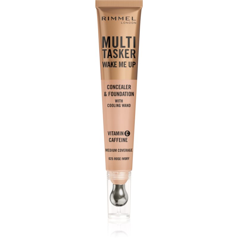 Rimmel Multi-Tasker Wake Me Up грим и коректор за озаряване на лицето цвят 25 Rose Ivory 20 мл.