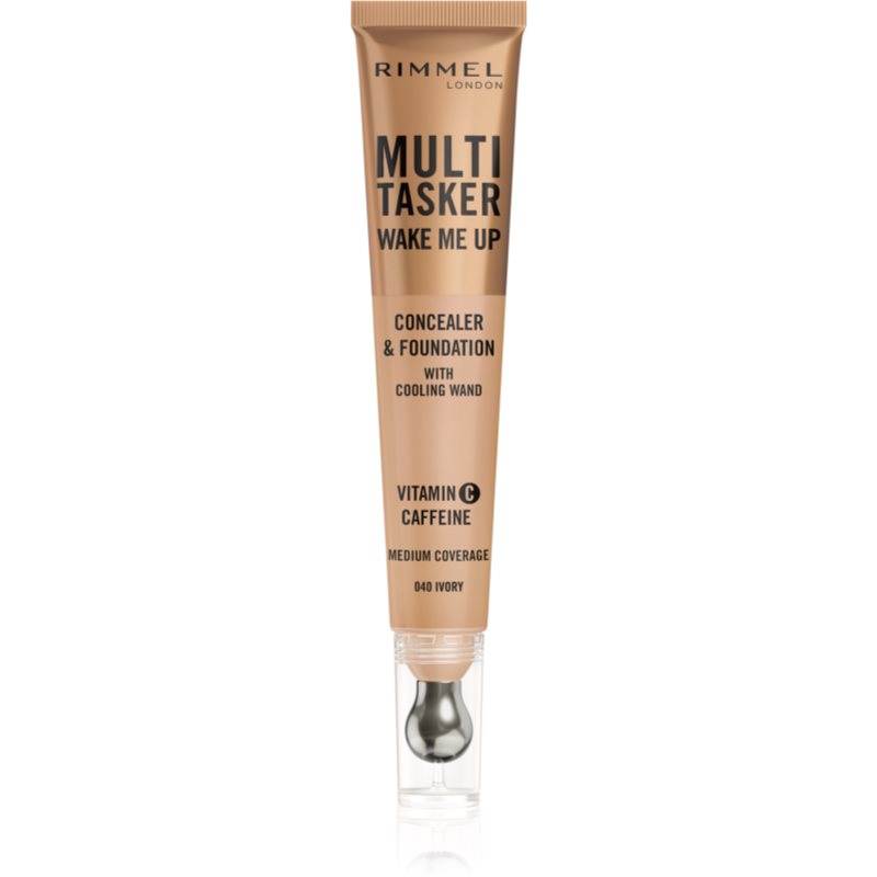 Rimmel Multi-Tasker Wake Me Up грим и коректор за озаряване на лицето цвят 40 Ivory 20 мл. на ниска цена