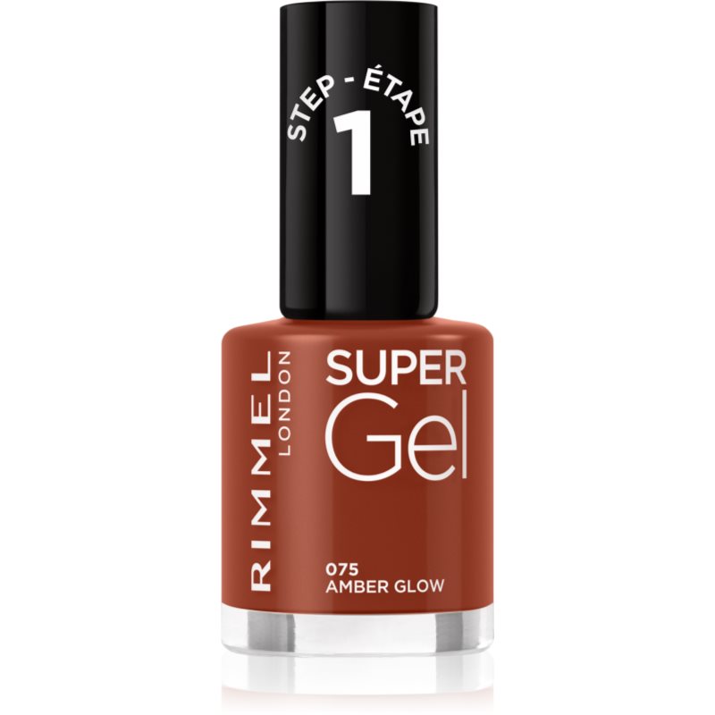 Rimmel Super Gel гел лак за нокти без използване на UV/LED лампа цвят 075 Amber Glow 12 мл.