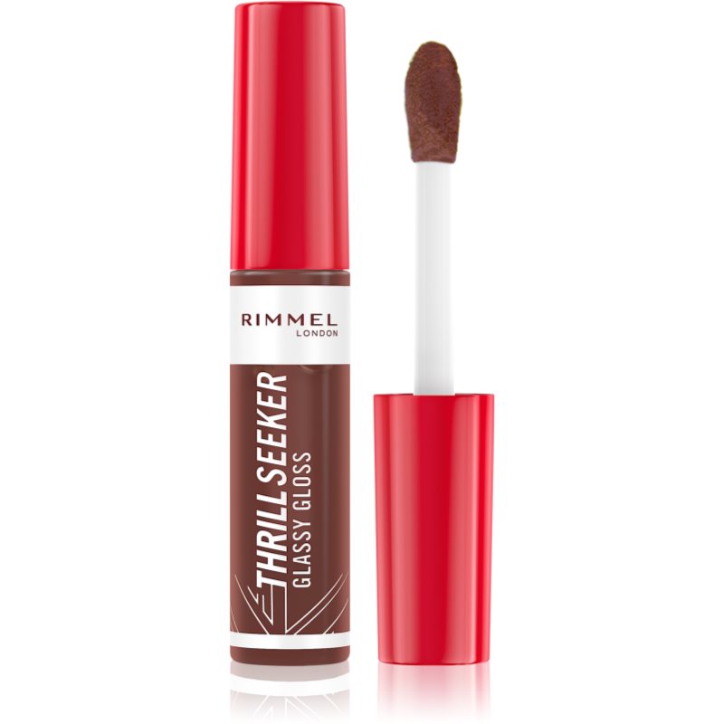 Rimmel Thrill Seeker Glassy Gloss блясък за устни за по-голям обем цвят 800 Chocolate Glaze 10 мл.