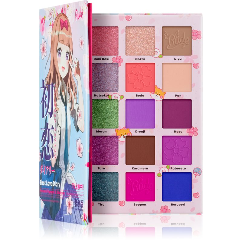 Rude Cosmetics Manga Collection Pigments & Shadows Palette палитра сенки за очи цвят First Love Diary 22 гр.