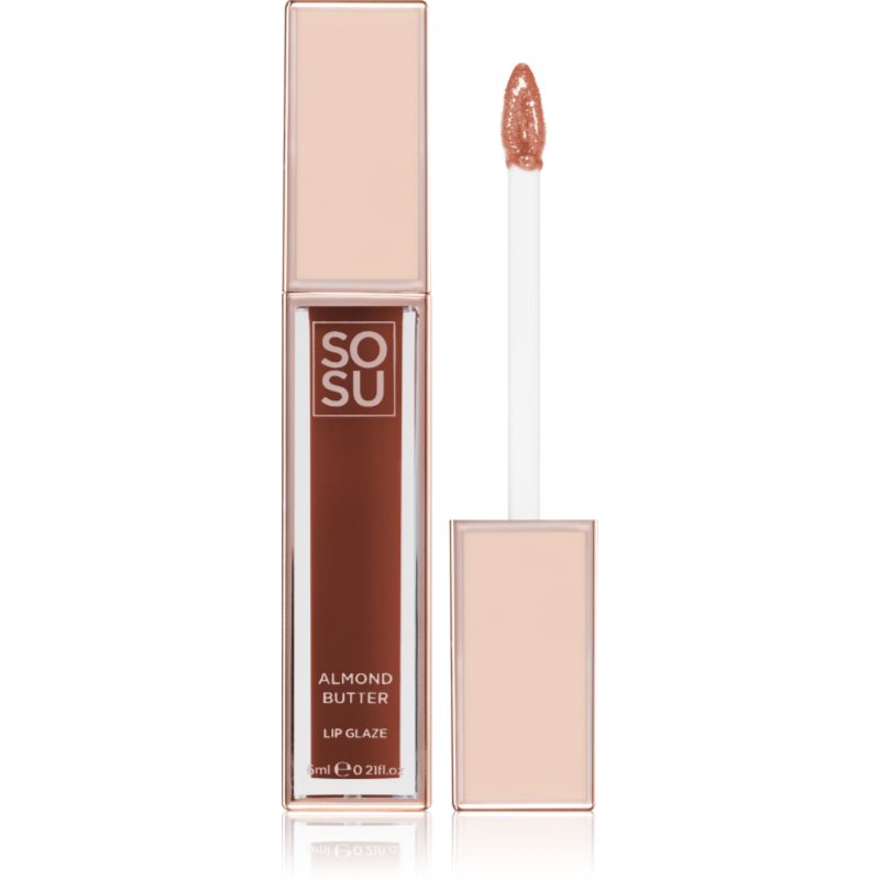 SOSU Cosmetics Satin Lip Glaze хидратиращ блясък за устни цвят Almond Butter 6 мл.