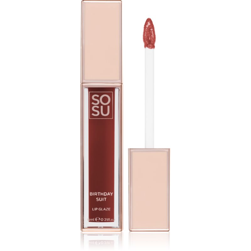 SOSU Cosmetics Satin Lip Glaze хидратиращ блясък за устни цвят Birthday Suit 6 мл.
