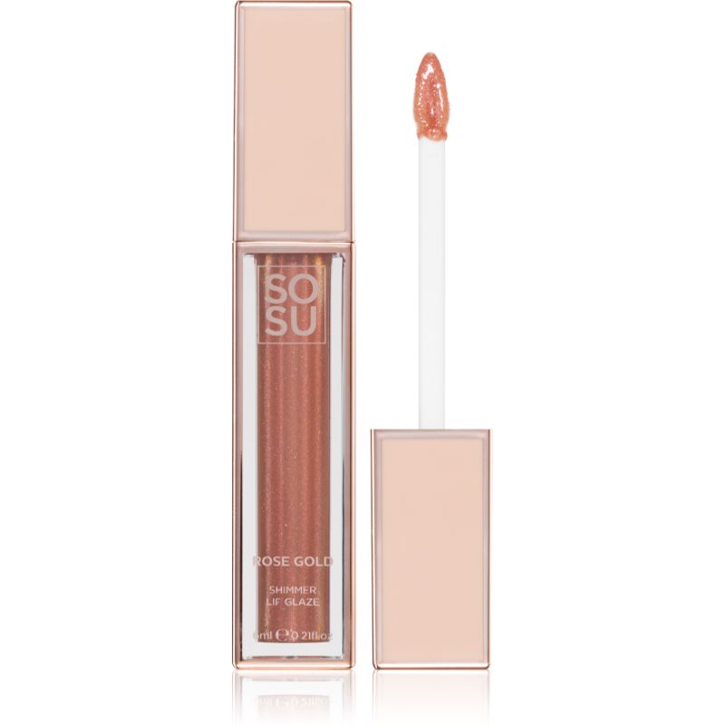 SOSU Cosmetics Shimmer Lip Glaze хидратиращ блясък за устни с блестящи частици цвят Golden 6 мл.