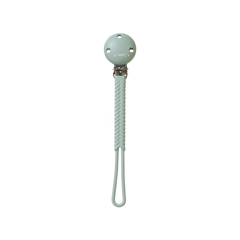Saro Baby Braided Silicone Pacifier Holder клипс за биберон Hunter Mint 1 бр.