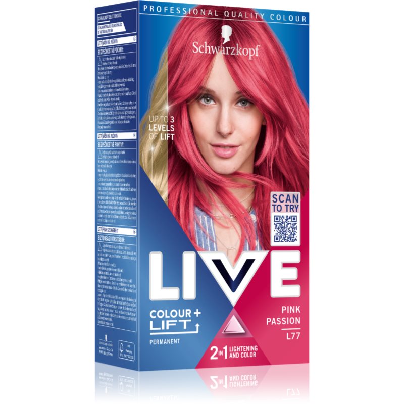 Schwarzkopf LIVE Colour + Lift перманентната боя за коса цвят L77 Pink Passion 1 бр. на ниска цена