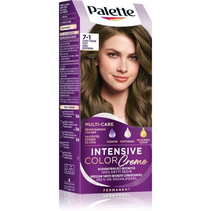 Schwarzkopf Palette Intensive Color Creme перманентната боя за коса цвят 7-1 Cool Middle Blonde 1 бр.