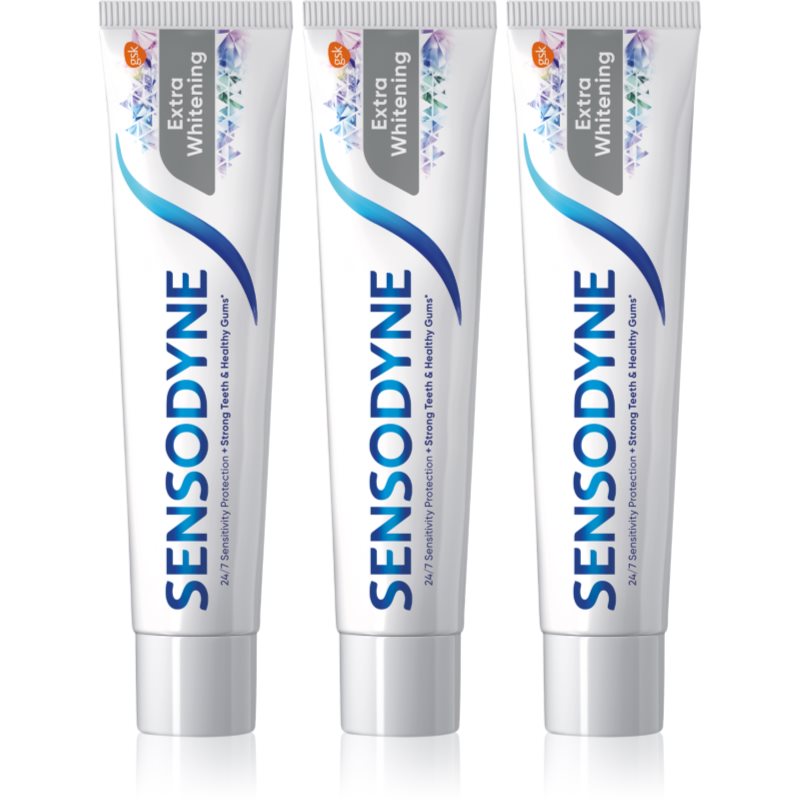 Sensodyne Extra Whitening избелваща паста за зъби с флуорид за чувствителни зъби 3x75 мл.