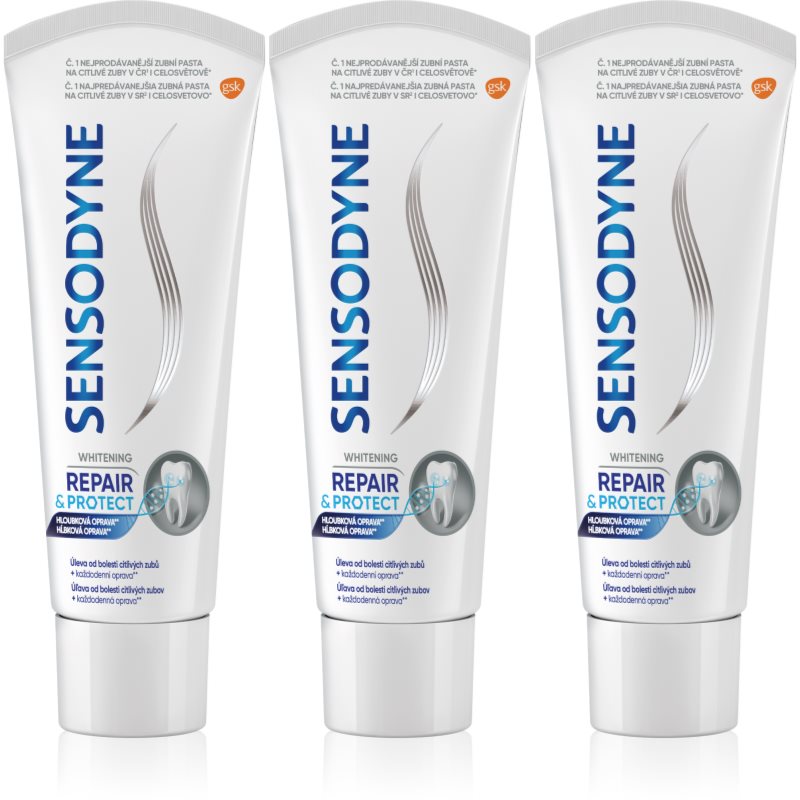 Sensodyne Repair & Protect Whitening избелваща паста за зъби за чувствителни зъби 3x75 мл.