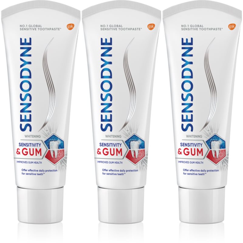 Sensodyne Sensitivity & Gum Whitening избелваща паста за зъби за защита на зъбите и венците 3x75 мл.
