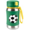 Skip Hop Spark Style Straw Bottle неръждаема бутилка за вода със сламка Fotbal 12 m+ 350 мл.