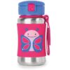 Skip Hop Zoo Straw Bottle неръждаема бутилка за вода със сламка Butterfly 12 m+ 350 мл.