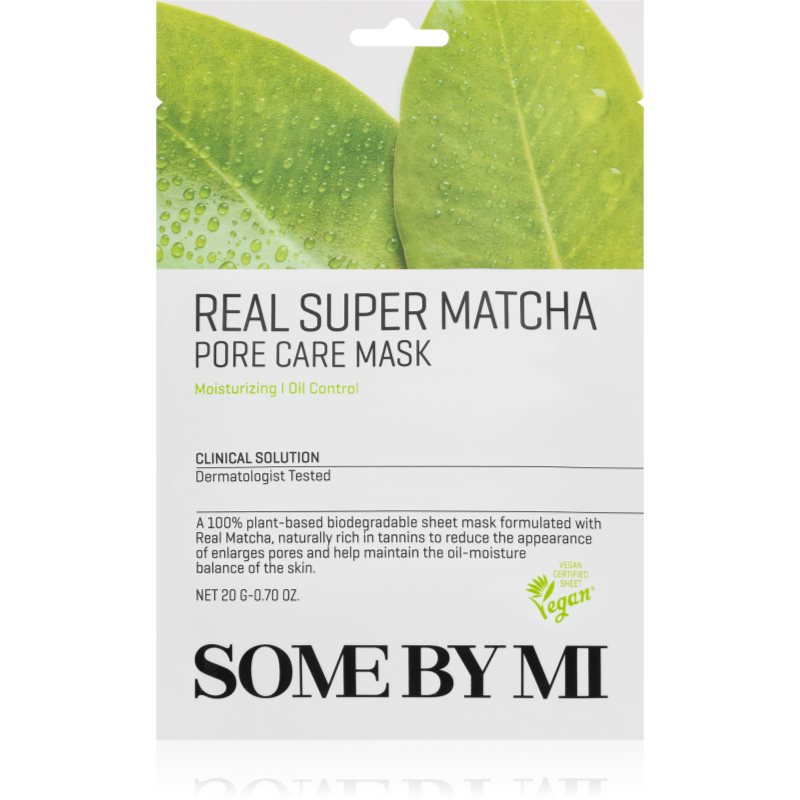 Some By Mi Clinical Solution Super Matcha Pore Care Mask подхранваща платнена маска за стягане на порите и матов ефект 20 гр. на ниска цена