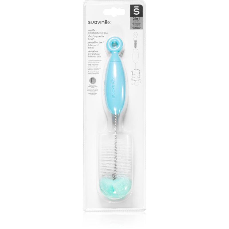 Suavinex Duo Baby Bottle Brush четка за почистване Blue 1 бр.