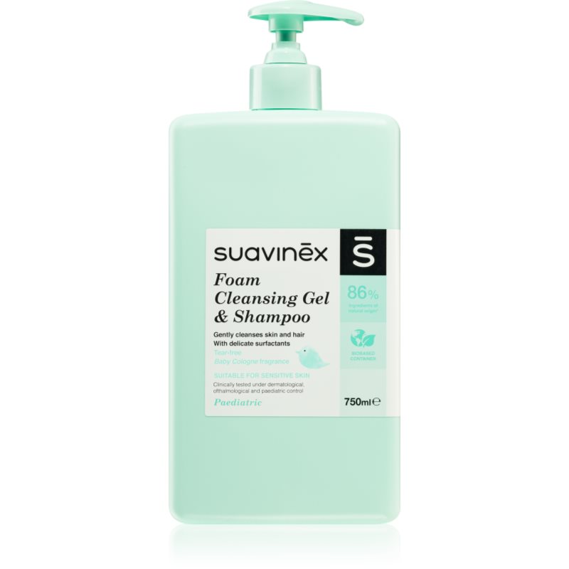 Suavinex Foam Cleansing Gel & Shampoo шампоан с пяна за деца от раждането им Baby Cologne 750 мл.