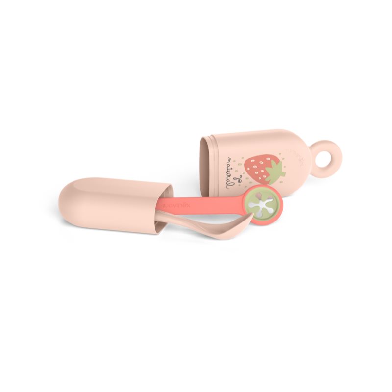 Suavinex On the Go Set комплект за хранене Pink Strawberry 4 m+ 3 бр.
