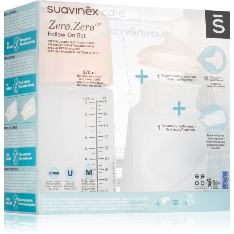 Suavinex Zero Zero Follow-On Set подаръчен комплект за бебета M Medium Flow 3 m+