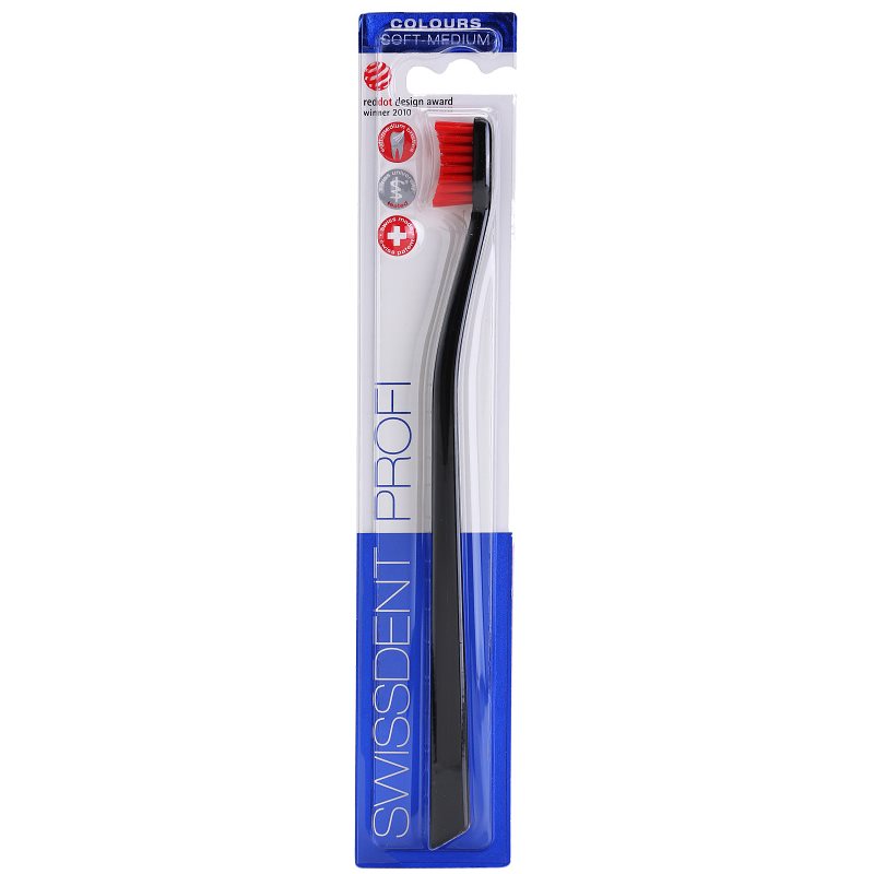 Swissdent Profi Colours Single четка за зъби средно- мека Black & Red 1 бр.