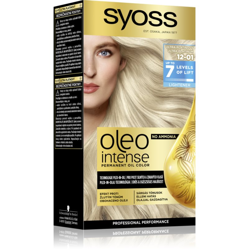 Syoss Oleo Intense перманентната боя за коса с олио цвят 12-01 Ultra Platinum 1 бр.