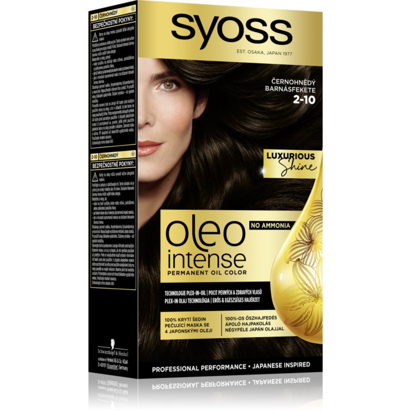 Syoss Oleo Intense перманентната боя за коса с олио цвят 2-10 Black brown 1 бр.