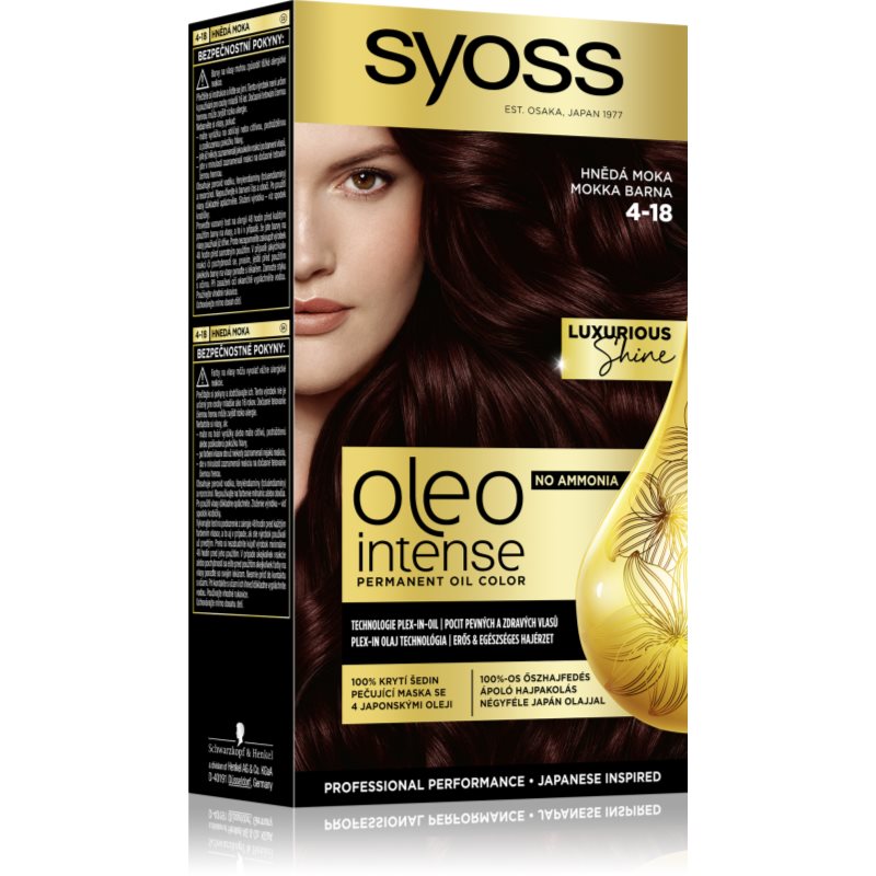 Syoss Oleo Intense перманентната боя за коса с олио цвят 4-18 Mokka Brown 1 бр. на ниска цена