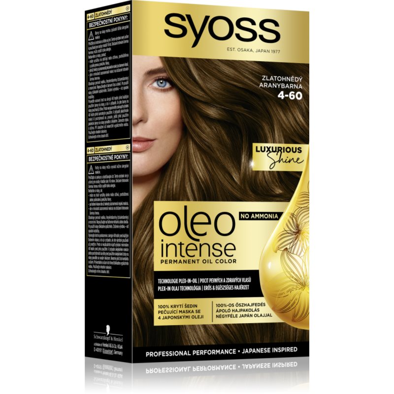 Syoss Oleo Intense перманентната боя за коса с олио цвят 4-60 Gold Brown 1 бр. на ниска цена