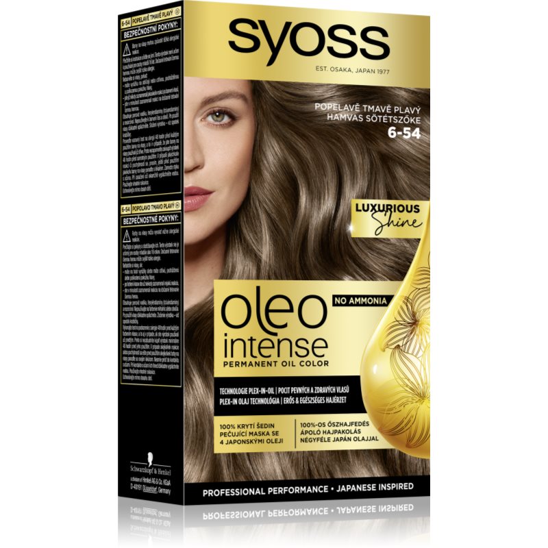 Syoss Oleo Intense перманентната боя за коса с олио цвят 6-54 Ashy Dark Blond 1 бр.