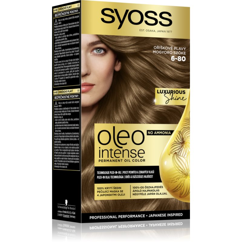 Syoss Oleo Intense перманентната боя за коса с олио цвят 6-80 Hazelnut Blond 1 бр. на ниска цена