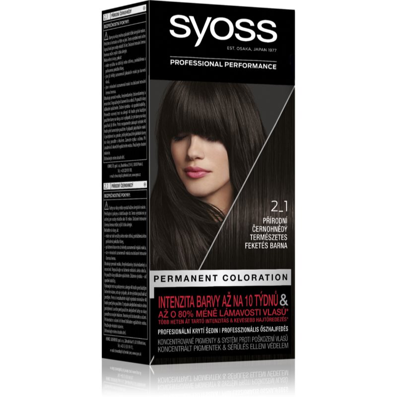 Syoss Permanent Color перманентната боя за коса цвят 2_1 Natural Black Brown 1 бр. на ниска цена