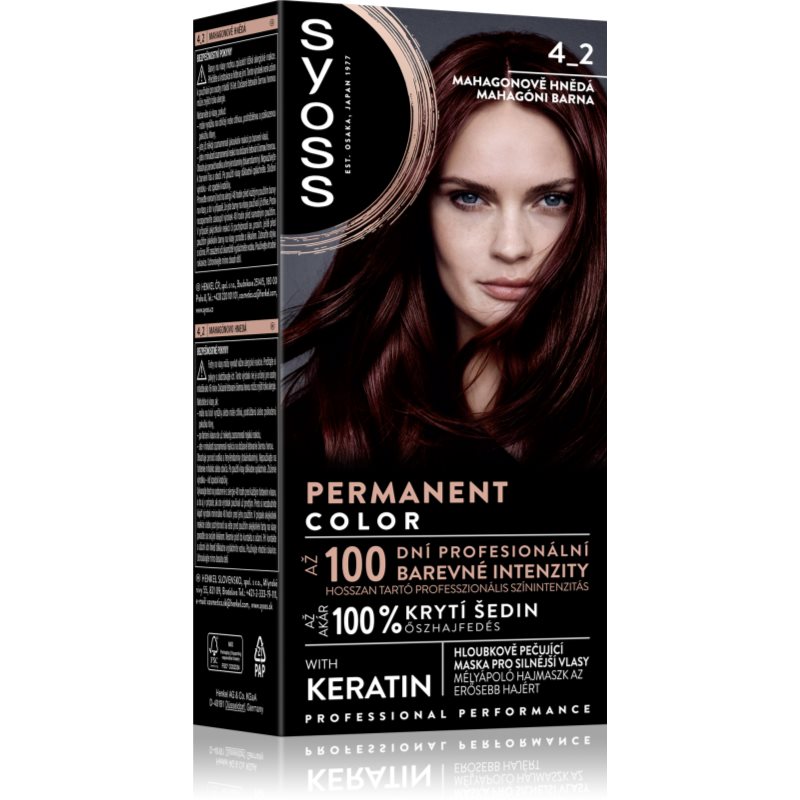 Syoss Permanent Color перманентната боя за коса цвят 4_2 Mahogany Red 1 бр.