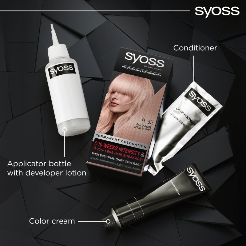 Syoss Permanent Color перманентната боя за коса цвят 9_52 Light Rose Gold Blond 1 бр. на ниска цена