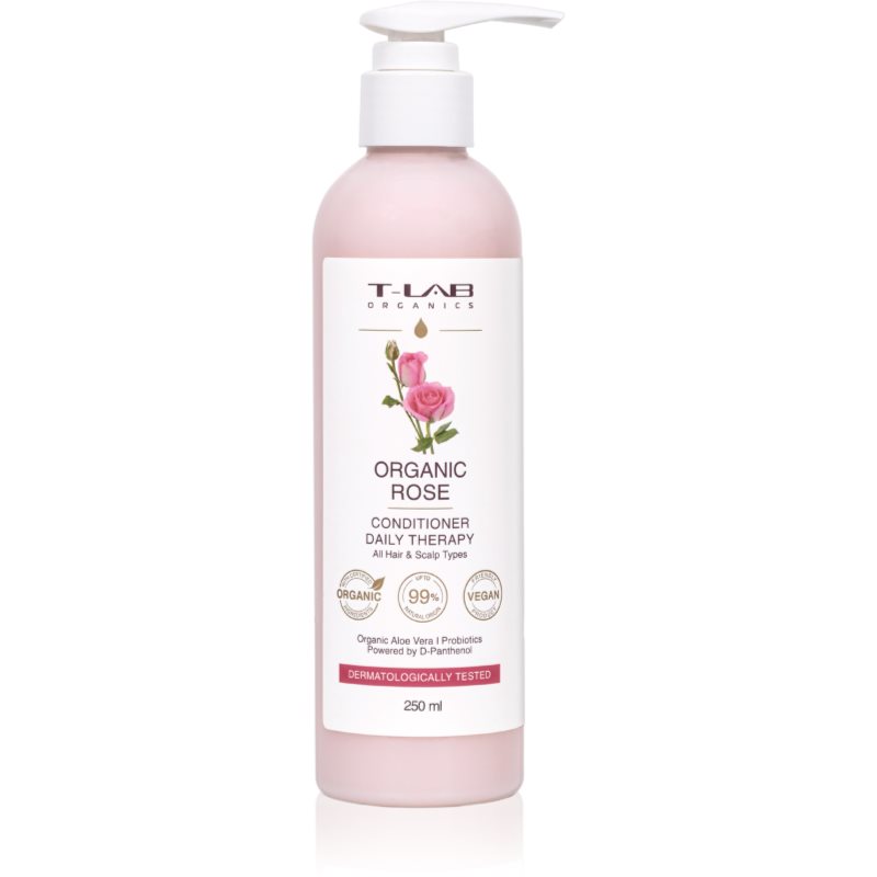 T-LAB Organics Organic Rose Daily Therapy Conditioner хидратиращ успокояващ балсам за ежедневна употреба 250 мл.