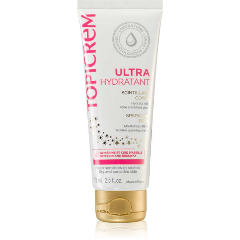 Topicrem UH BODY Ultra-Moisturizing Sparkling Body интензивно хидратиращо мляко за тяло с блясък 75 мл.