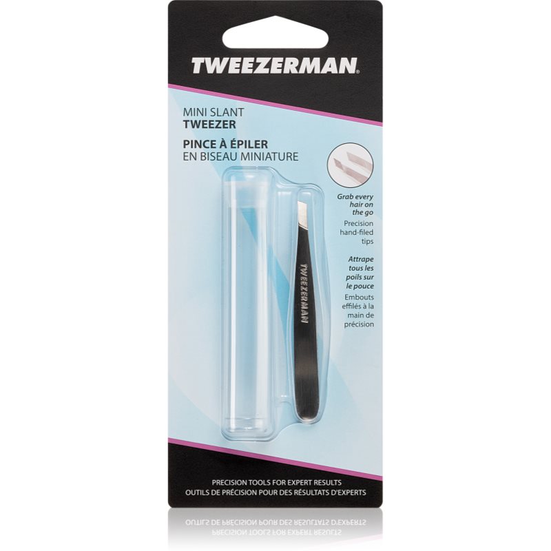 Tweezerman Mini Slant пинсета със скосен връх мини с калъфка за пътуване Stainless 1 бр. на ниска цена