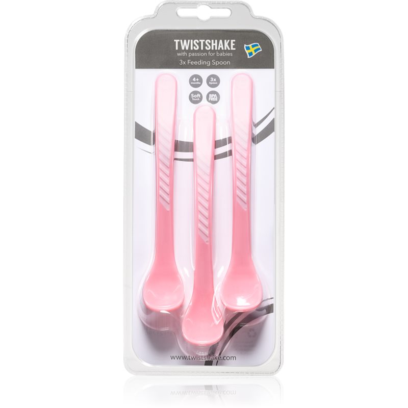 Twistshake Feeding Spoons лъжичка 4+m Pastel Pink 3 бр.