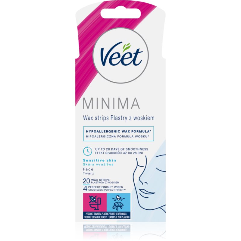 Veet Minima Hypoallergenic восъчни ленти за епилация за лице 20 бр. на ниска цена