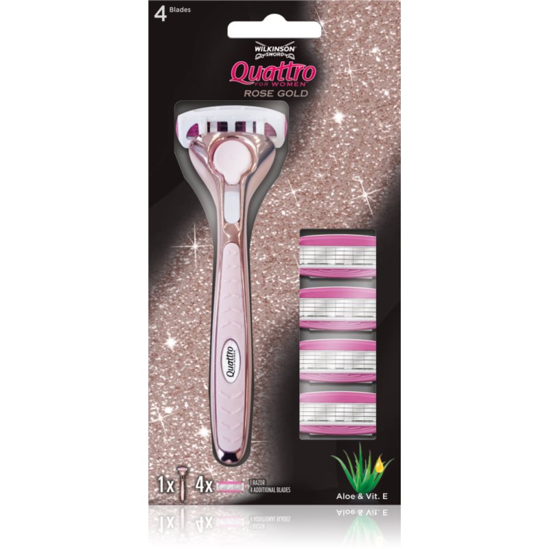 Wilkinson Sword Quattro for Women Rose Gold дамски епилатор + резервни ножчета 1 бр.
