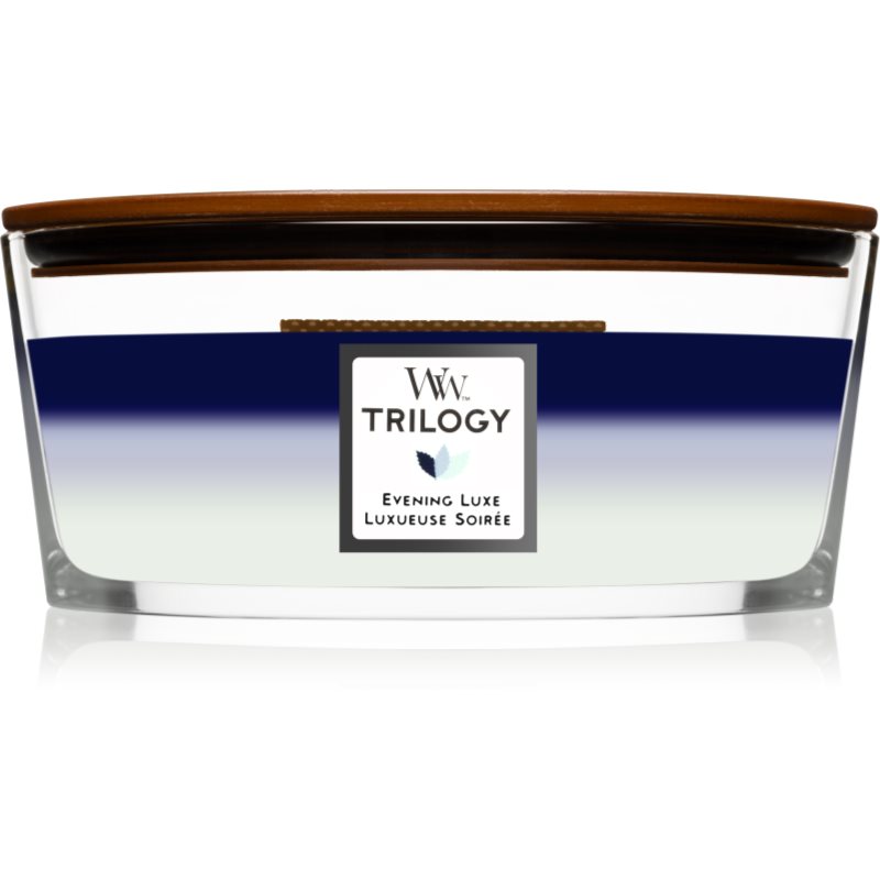 Woodwick Trilogy Evening Luxe ароматна свещ с дървен фитил (hearthwick) 453