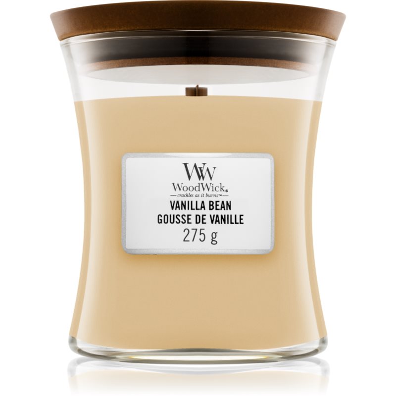 Woodwick Vanilla Bean ароматна свещ с дървен фитил 275 гр.