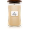 Woodwick Vanilla Bean ароматна свещ с дървен фитил 609