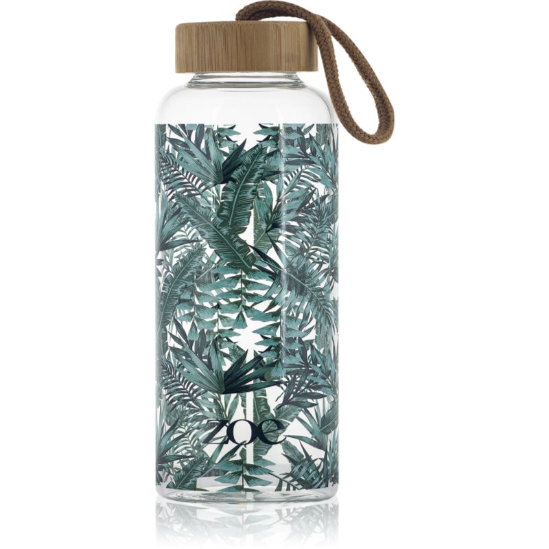 ZOE Bamboo Glass Bottle стъклена бутилка за вода боя Tropic green 550 мл.