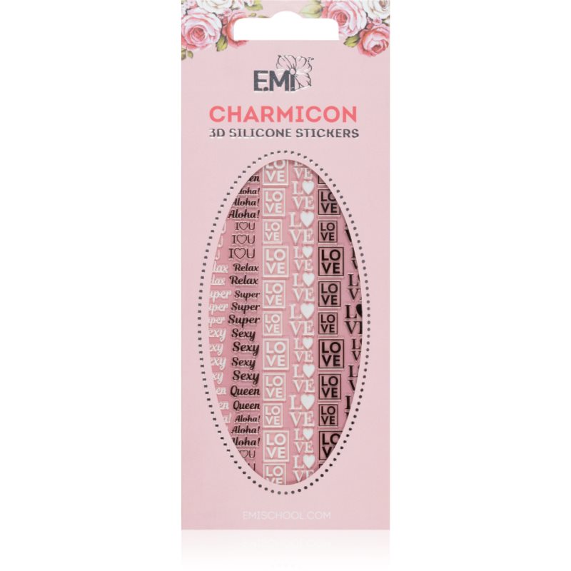 emi Charmicon Words Black/White Стикери за нокти 3D #52 1 бр.