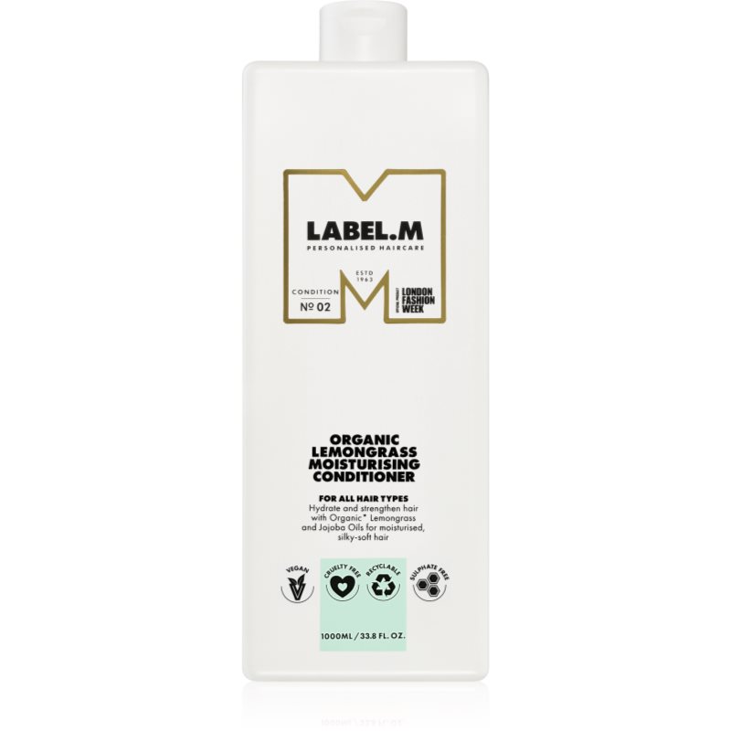 label.m Organic Lemongrass Moisturising Conditioner дълбоко хидратиращ балсам с лимон и лимонова трева 1000 мл.