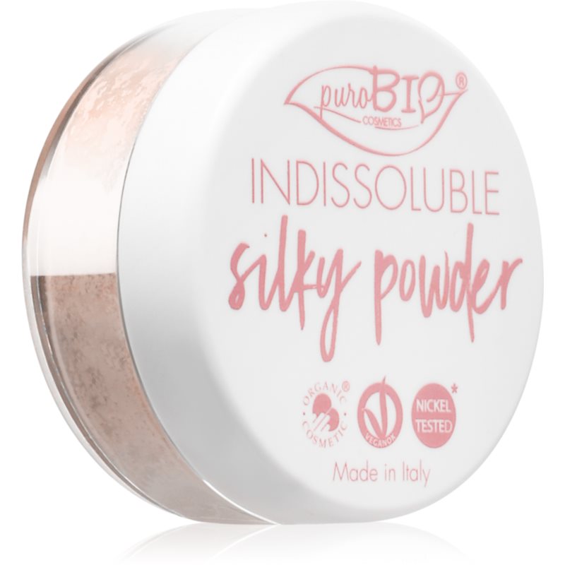 puroBIO Cosmetics Indissouble матираща насипна пудра цвят 02 Peachy Pink 8 гр.