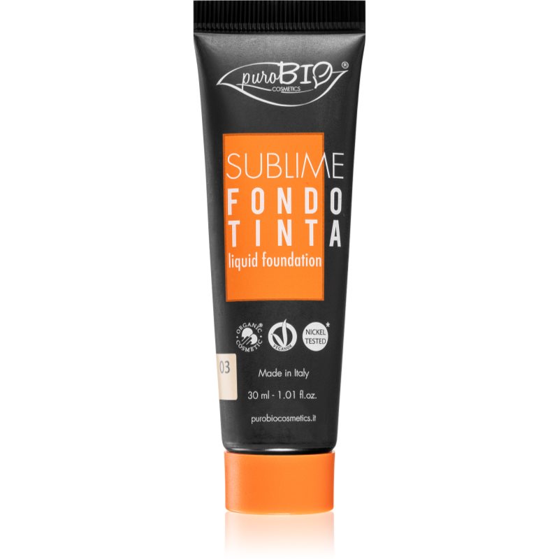 puroBIO Cosmetics Sublime Liquid Foundation водоустойчив течен фон дьо тен цвят 03 30 мл.